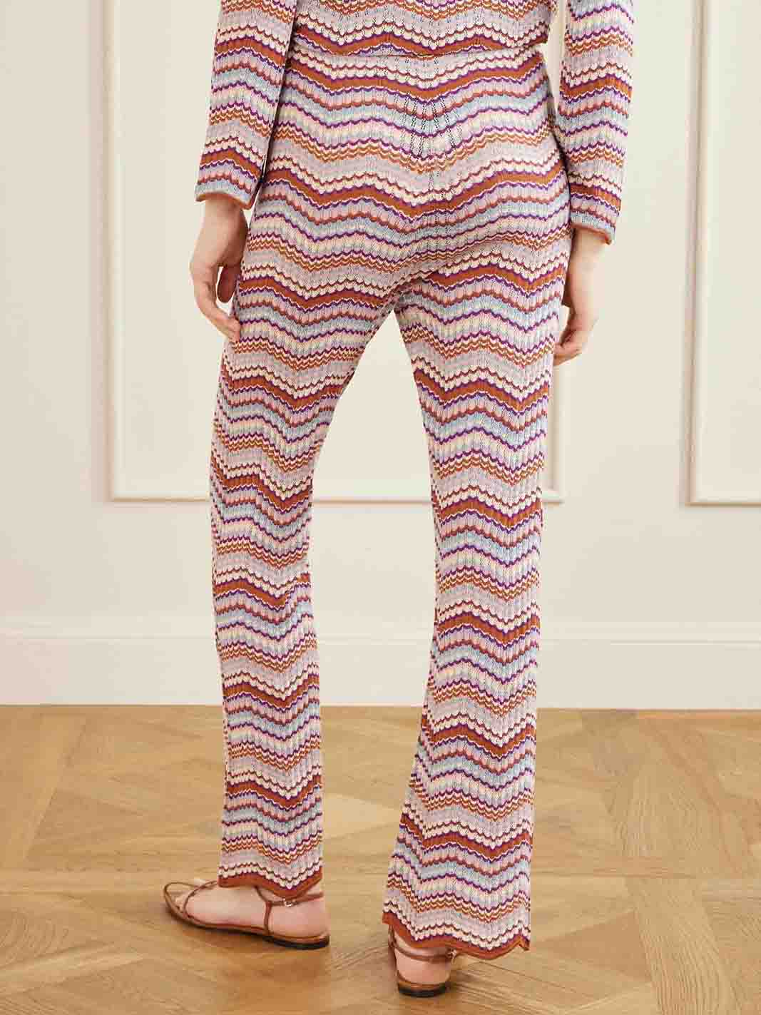 Casual Zigzag Streep Gebreid Twee-Delig Set