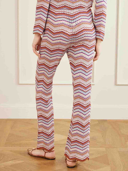 Casual Zigzag Streep Gebreid Twee-Delig Set