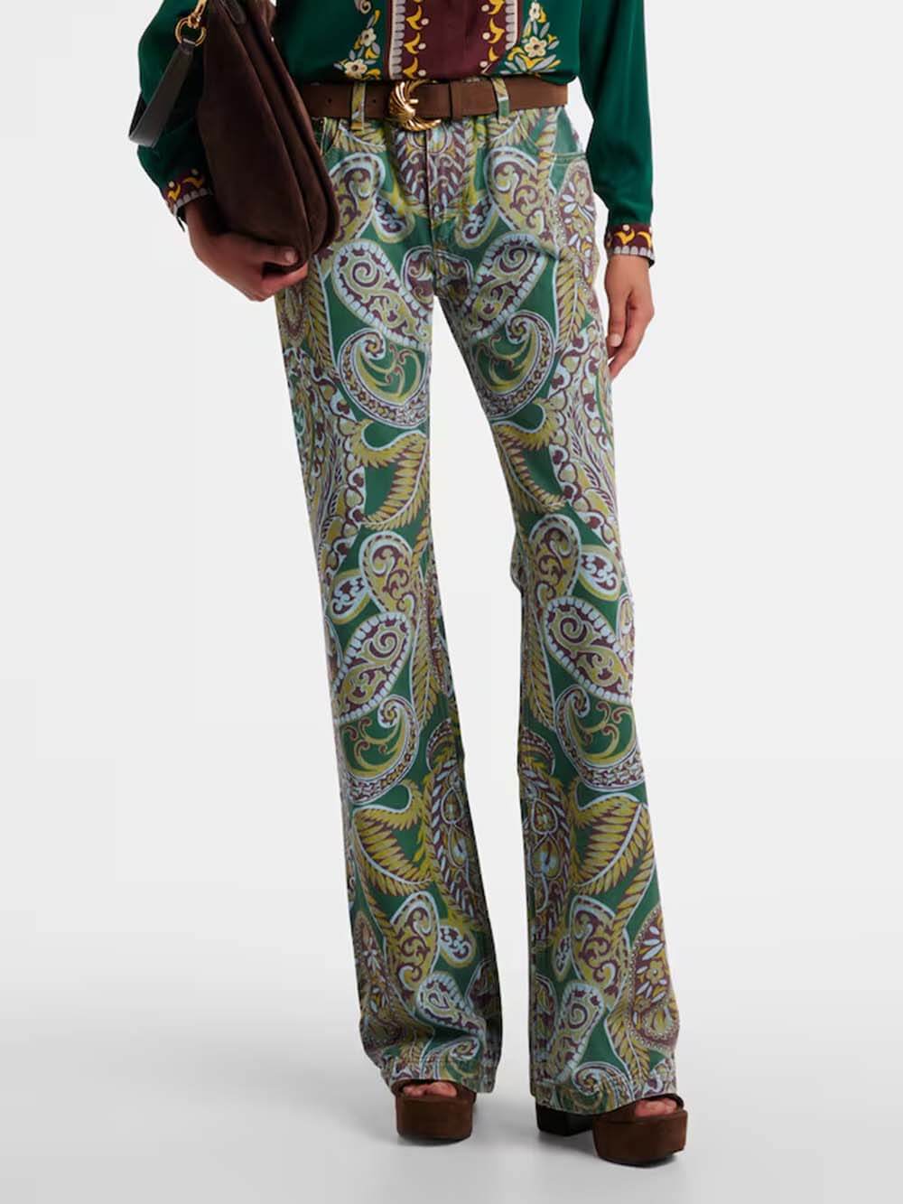 Delicate Bloemige Plissé Chiffon Blouse High-Waist Rechte Broek Set