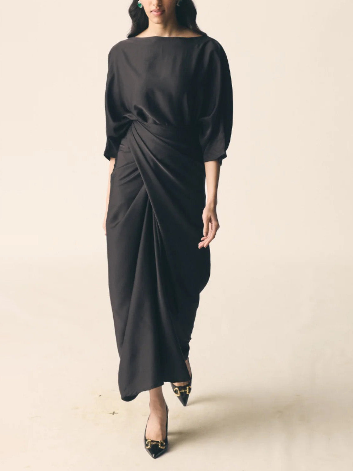 Elegante Plissé Lange Jurk Twee-delig Set