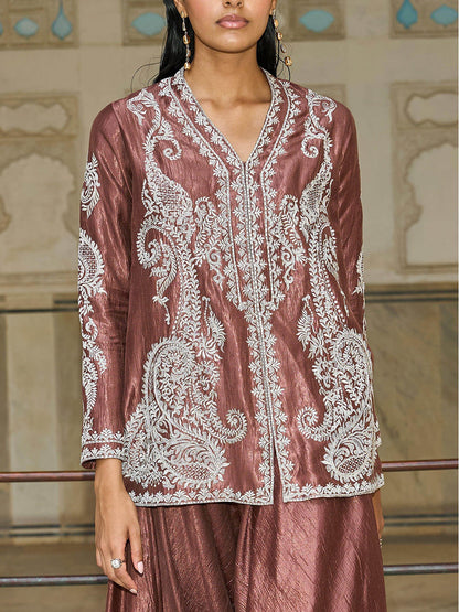 Uniek Paisley Patroon V-Hals Losse Top En Geplooide Harem Wijde Pantalon Set