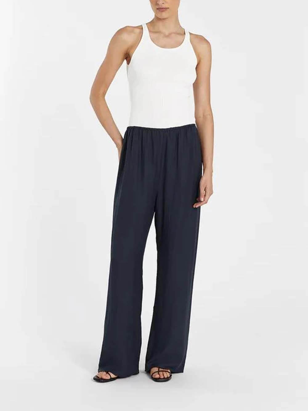 Casual Asymmetrische Twist Detail Top Linnenmix Broek Set