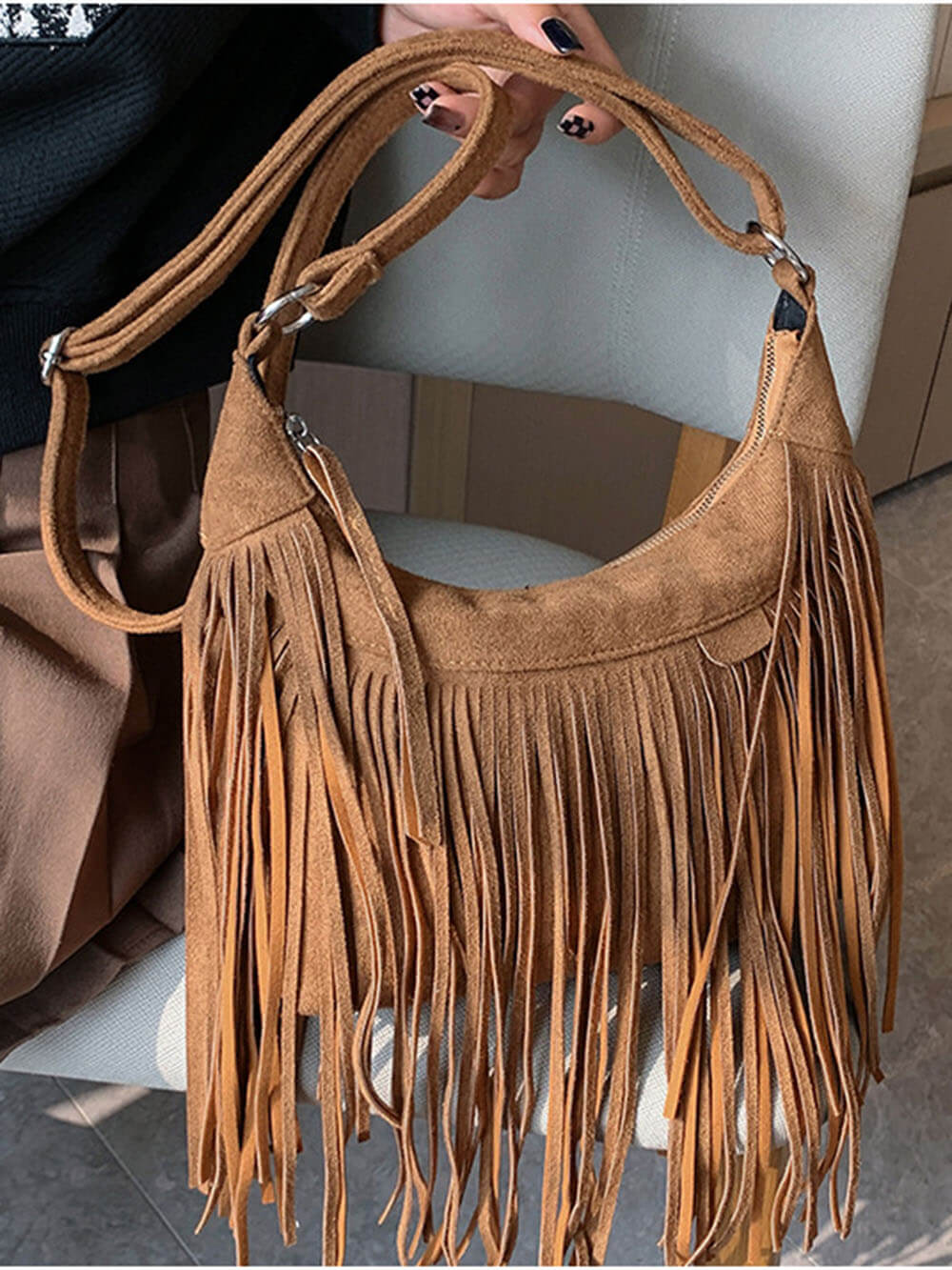 Bohemian Tassel Faux Deerskin Vintage Zadelhandtas