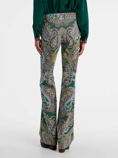 Delicate Bloemige Plissé Chiffon Blouse High-Waist Rechte Broek Set