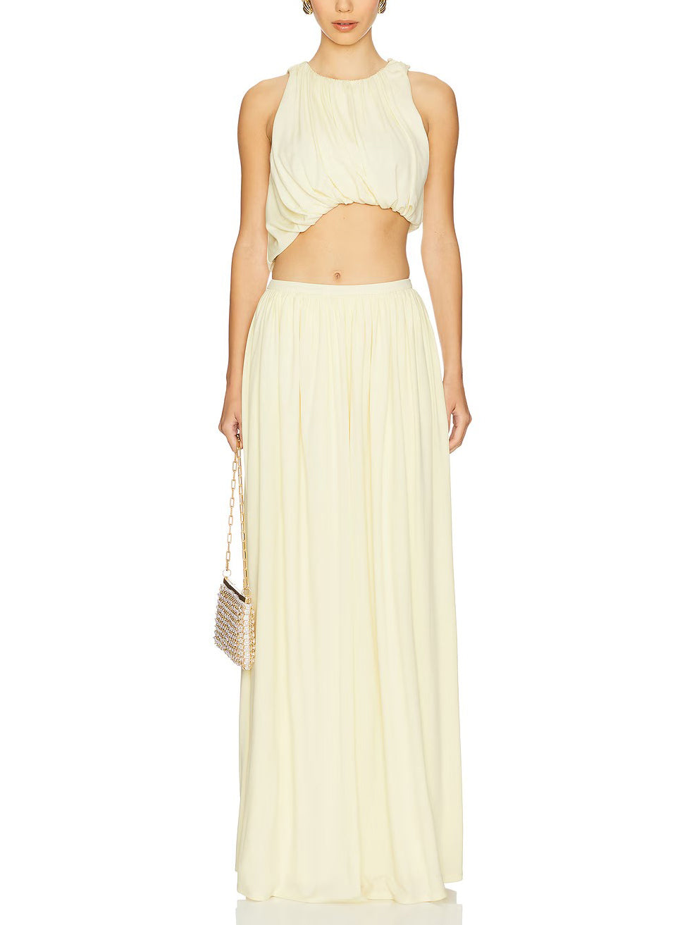 Elegante Asymmetrische Hem Cropped Top En Rok Twee-delige Set