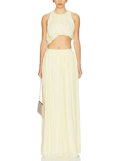 Elegante Asymmetrische Hem Cropped Top En Rok Twee-delige Set