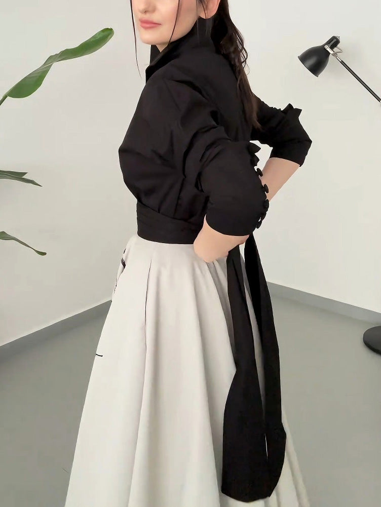 Moderne Kunst Abstracte Print A-lijn Maxi Rok Tweedelige Set