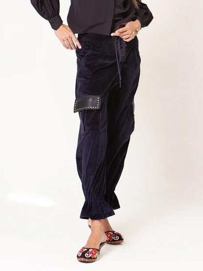 Retro Mode Rimpel Mouwloos Vest Corduroy Tapered Broek Set