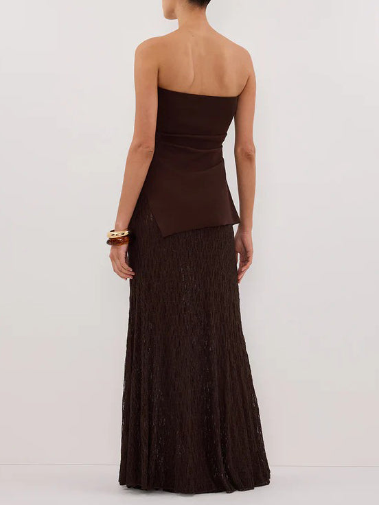Minimalistische Off-the-shoulder Asymmetrische Top Twee-delige Set