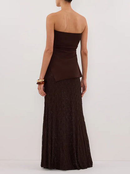 Minimalistische Off-the-shoulder Asymmetrische Top Twee-delige Set