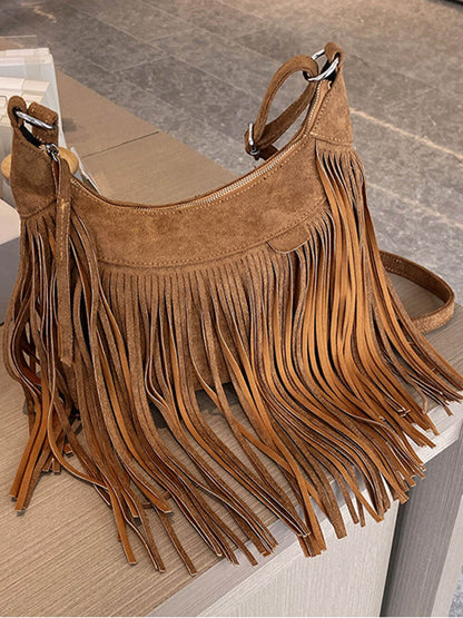 Bohemian Tassel Faux Deerskin Vintage Zadelhandtas