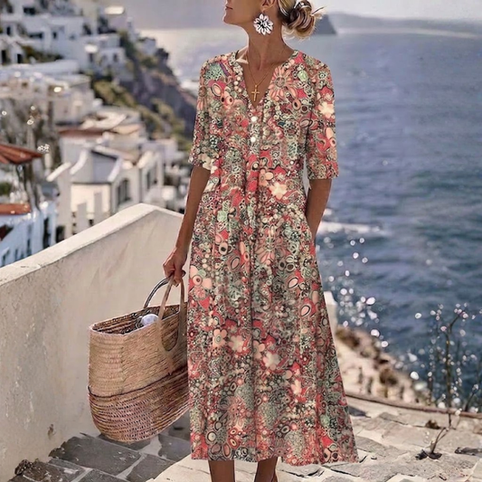 Lavinia | Elegante Midi Zomerjurk die de Silhouette Versterkt