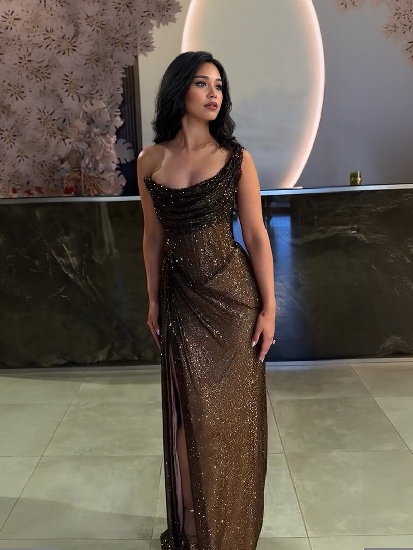 Elegante Pailletten Split Feest Maxi Jurk