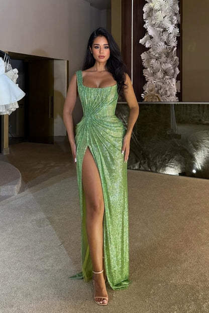 Elegante Pailletten Split Feest Maxi Jurk