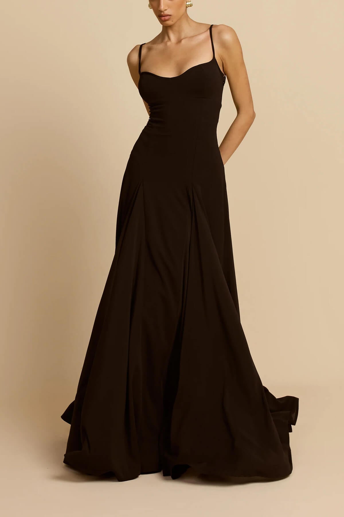 Elegante Gepanelleerde Tulle A-lijn Slip Maxi Jurk