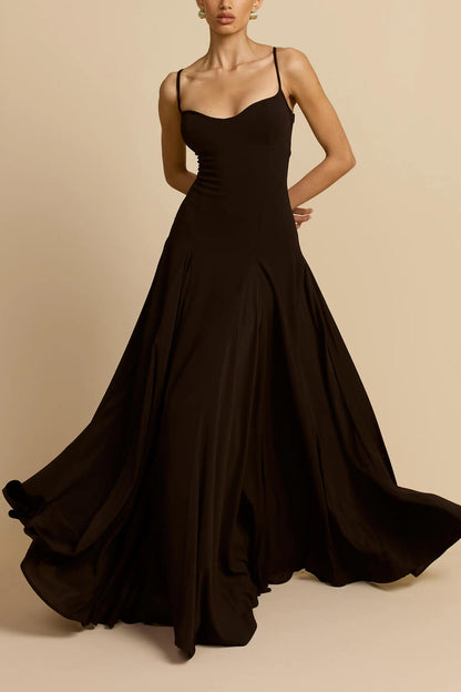 Elegante Gepanelleerde Tulle A-lijn Slip Maxi Jurk