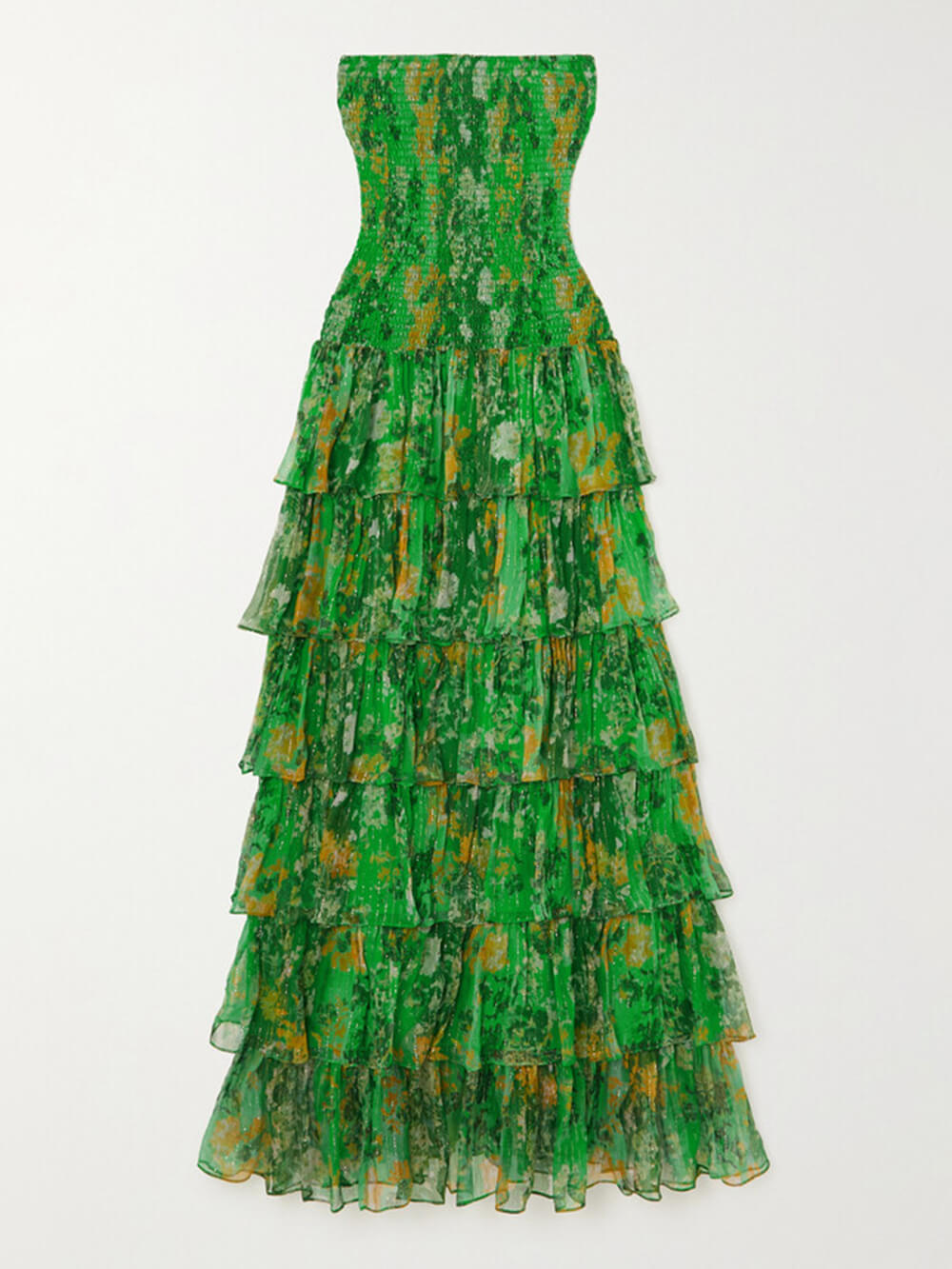 Strapless Gelaagde Bandeau Bloemenprint Maxi Jurk