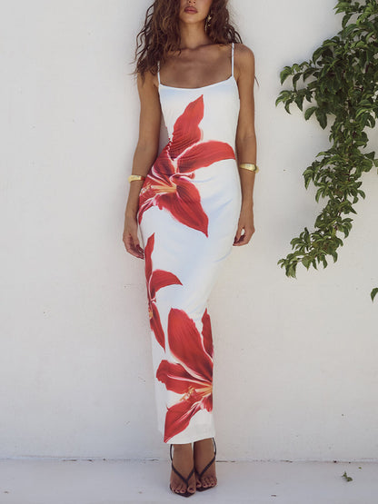 Onvergetelijke Abstracte Bloemenprint Maxi Jurk