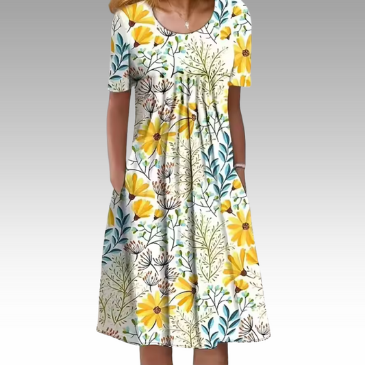 Ziva™ – Elegante jurk met bloemenprint en buikbedekking