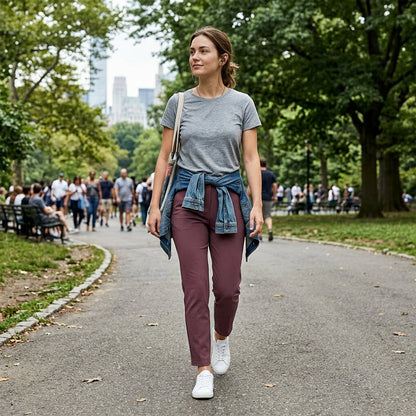 🔥 Stretchbroek met hoge taille voor dames, met stevige zakken met rits, flatterende cropped-pasvorm voor op kantoor, tijdens het sporten en in het dagelijks leven ✨