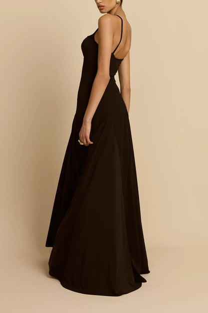 Elegante Gepanelleerde Tulle A-lijn Slip Maxi Jurk