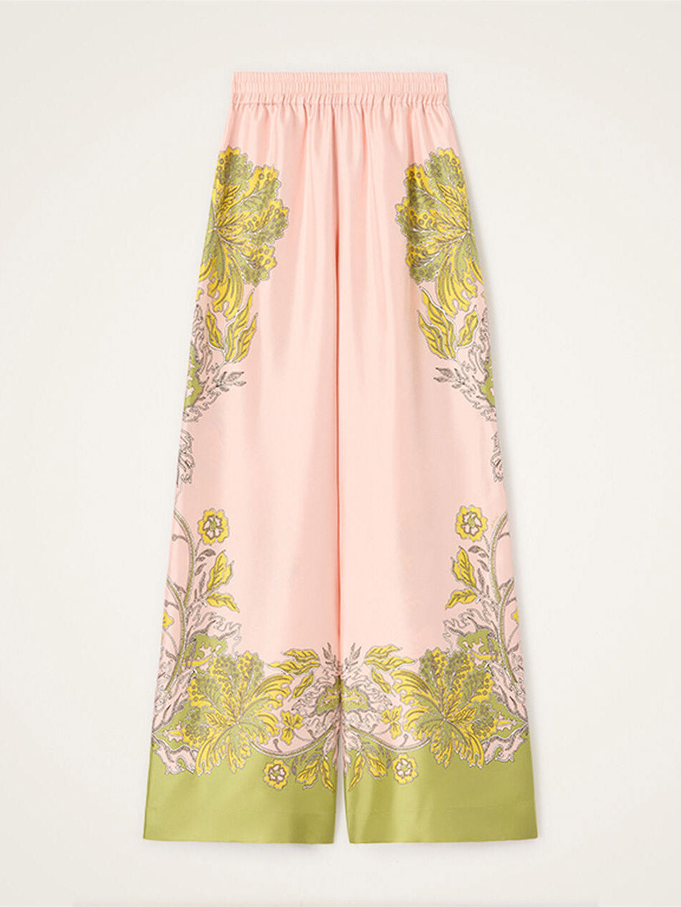 Exquise Bloemen Veren Trim Crop Top & Wijde Pantalon Twee-Delige Set