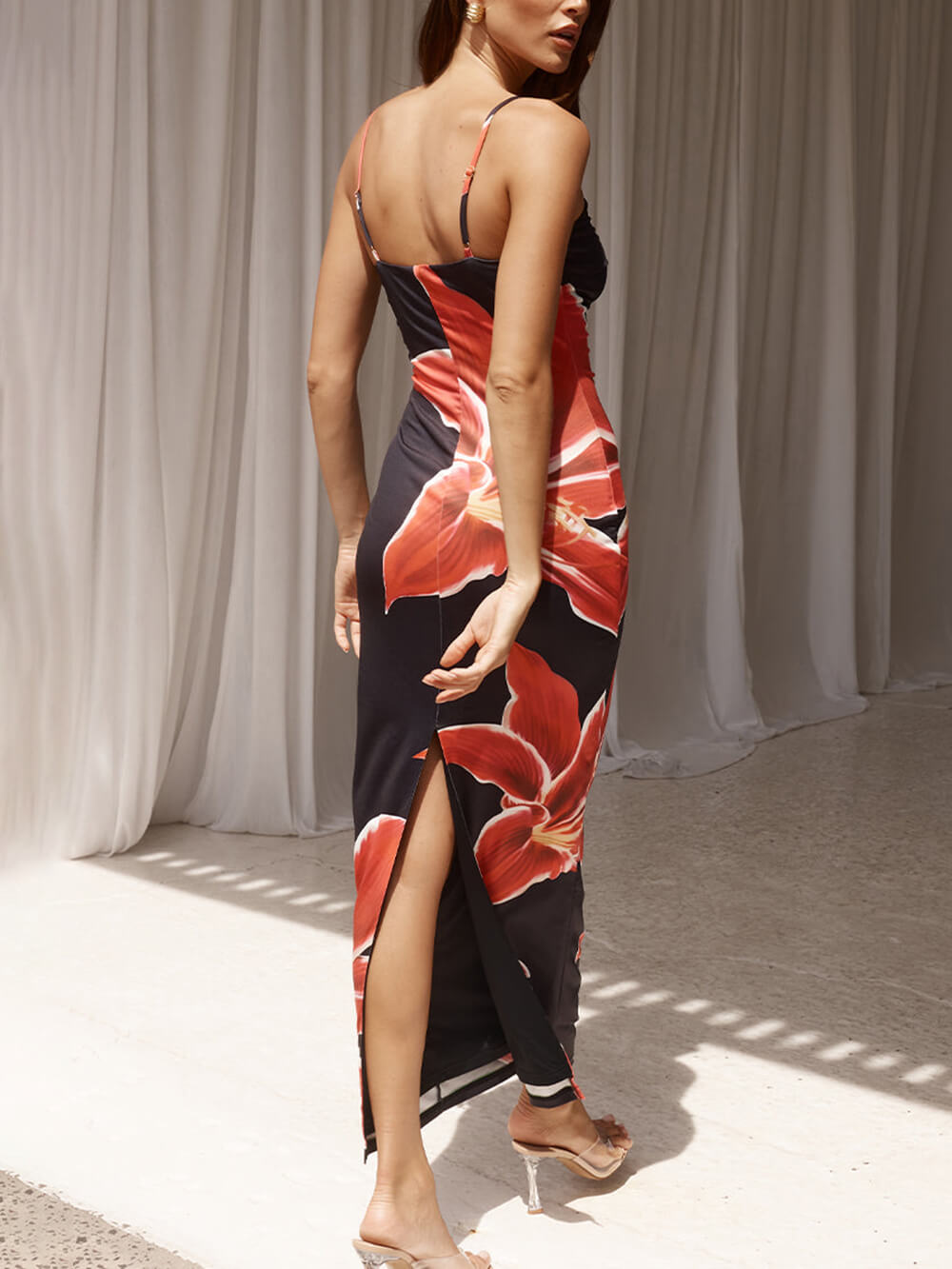 Onvergetelijke Abstracte Bloemenprint Maxi Jurk