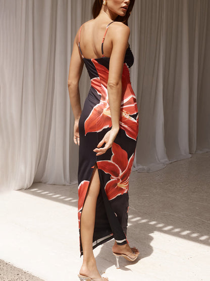 Onvergetelijke Abstracte Bloemenprint Maxi Jurk