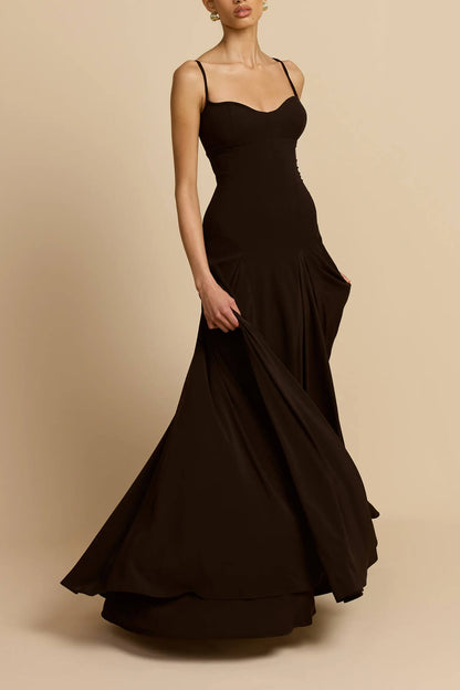 Elegante Gepanelleerde Tulle A-lijn Slip Maxi Jurk