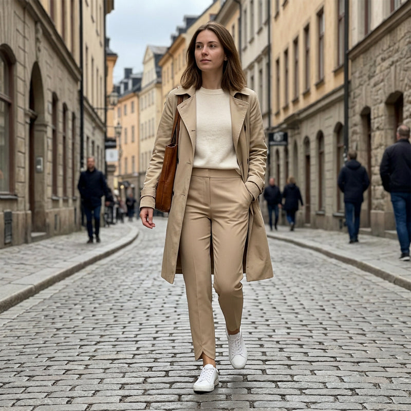🔥 Stretchbroek met hoge taille voor dames, met stevige zakken met rits, flatterende cropped-pasvorm voor op kantoor, tijdens het sporten en in het dagelijks leven ✨