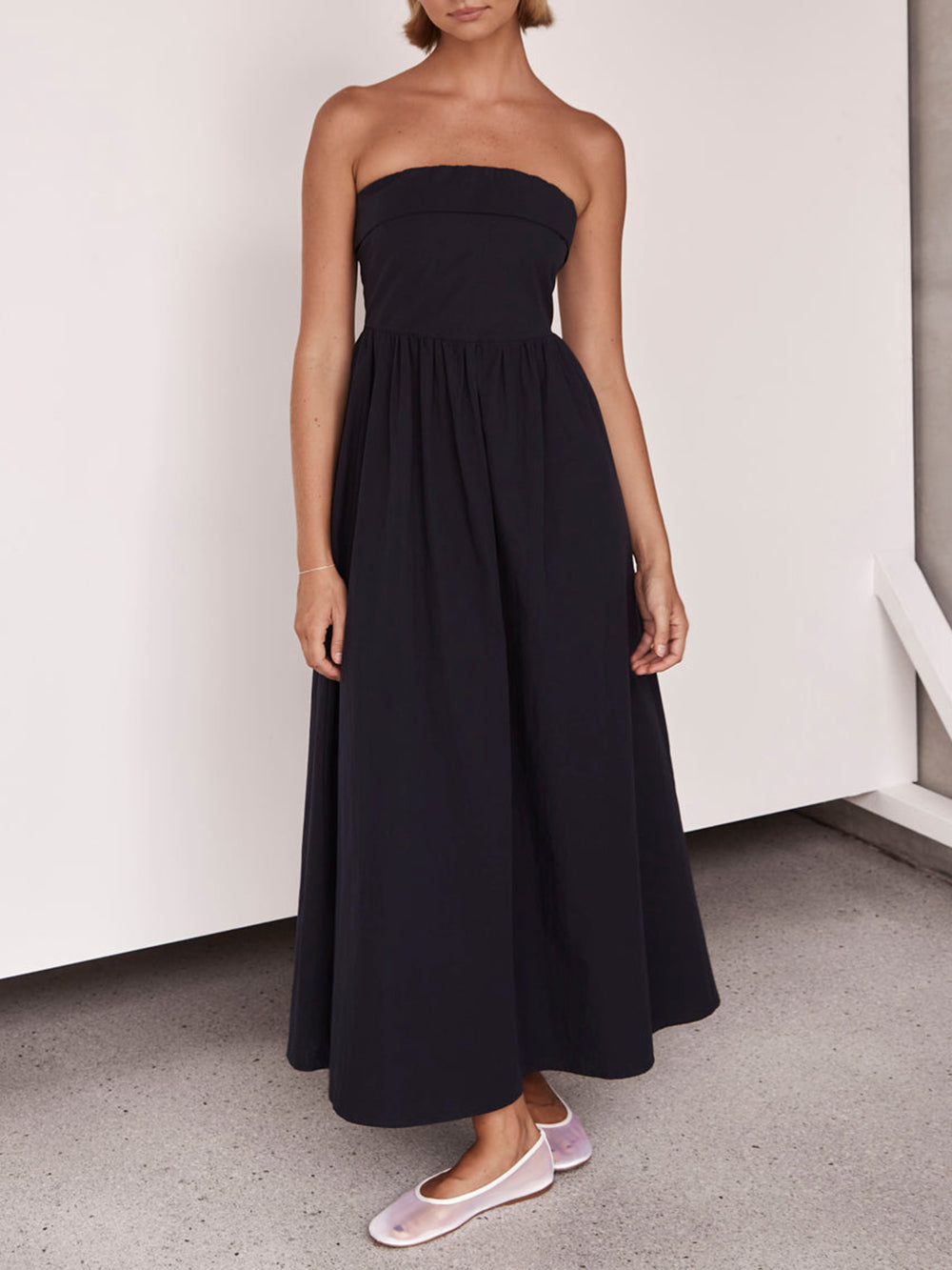 Resortstijl Tulare Strapless Midi-jurk
