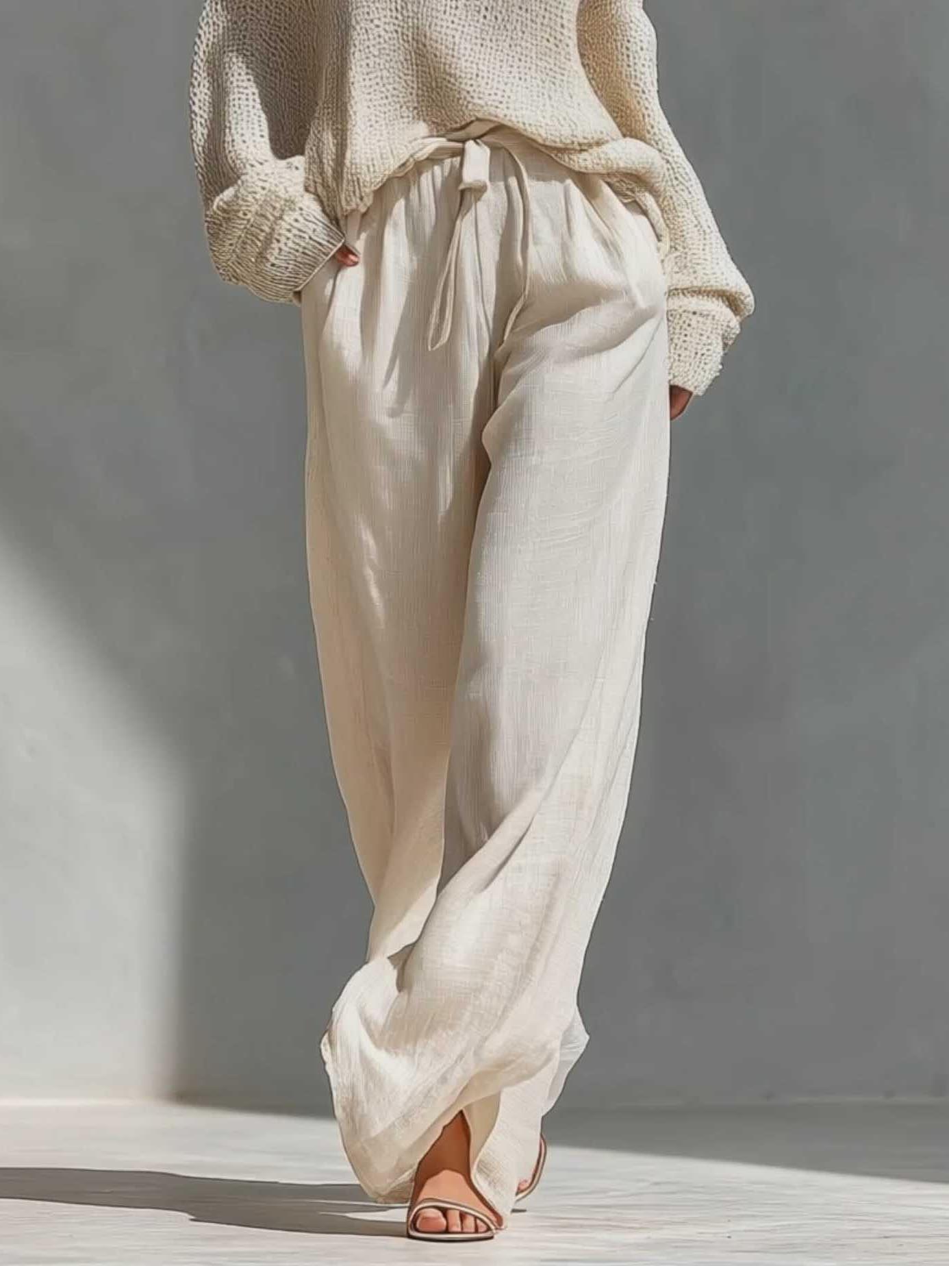 Casual Top met Open Schouders en Brede Pijpen Twee-delige Set