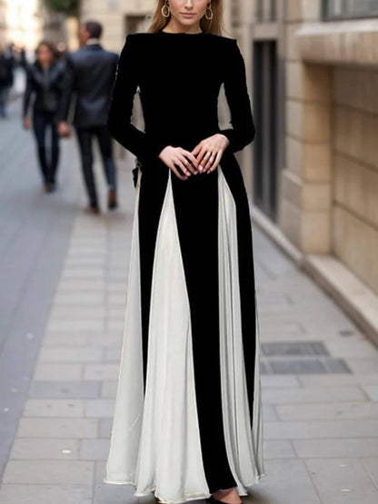 Glam Elegante Gelaagde Tulle Lange Mouw A-lijn Maxi Jurk