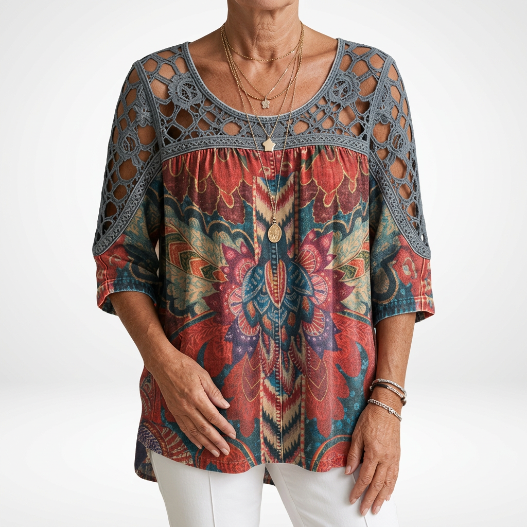 Zénaïde™ — Blouse met etnisch-bohemienprint, natuurlijke vrouwelijkheid