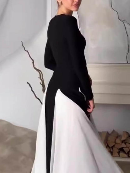 Glam Elegante Gelaagde Tulle Lange Mouw A-lijn Maxi Jurk