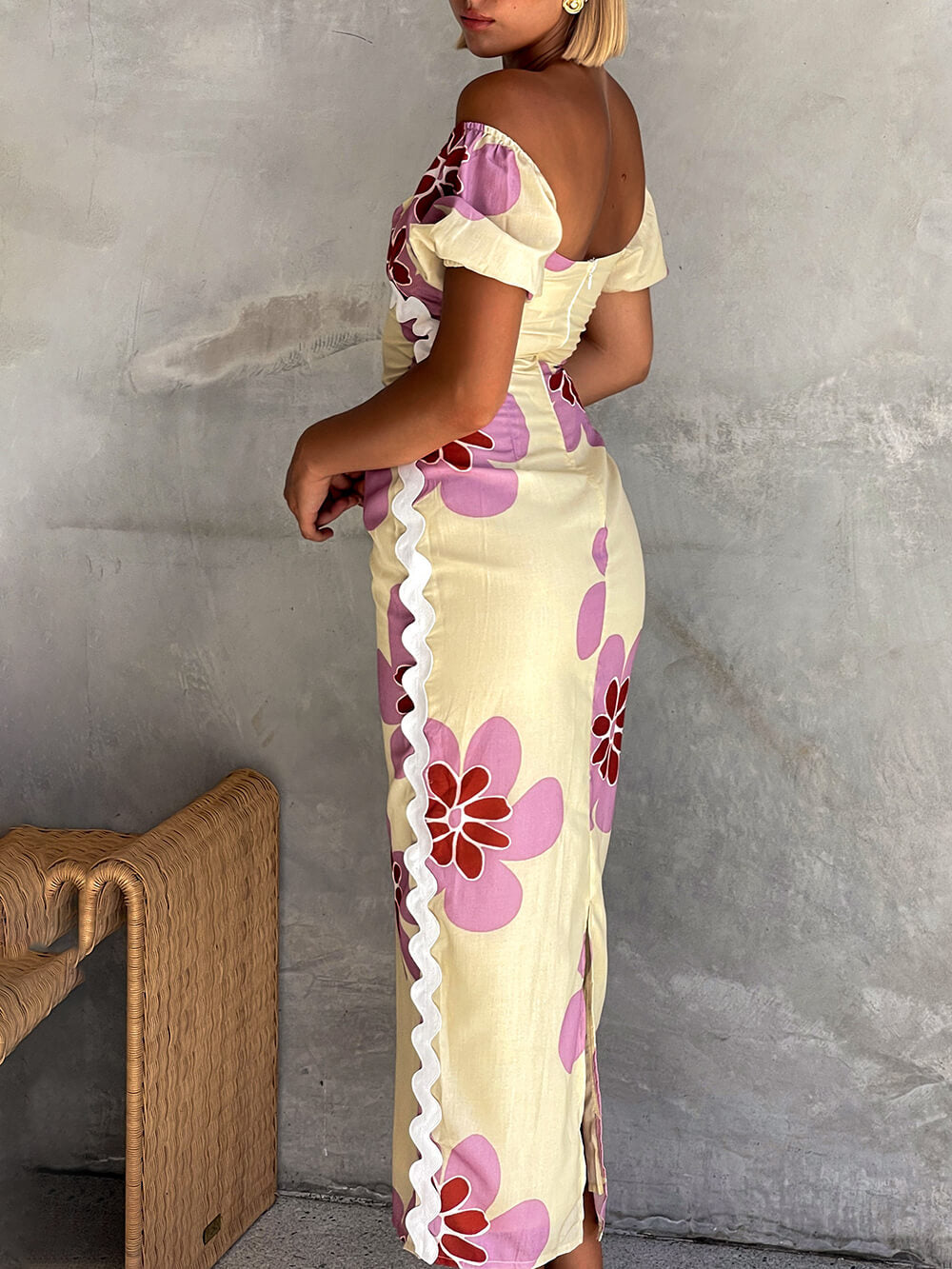 Casual Zomer Linnen Bloemenprint Midi Jurk