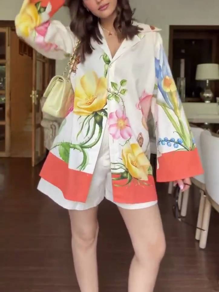 Uniek Print Shirt En Shorts Pak