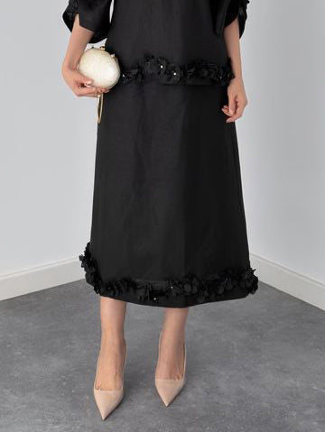 Exquisite Floral Geborduurde Top En Rok Twee-delige Set