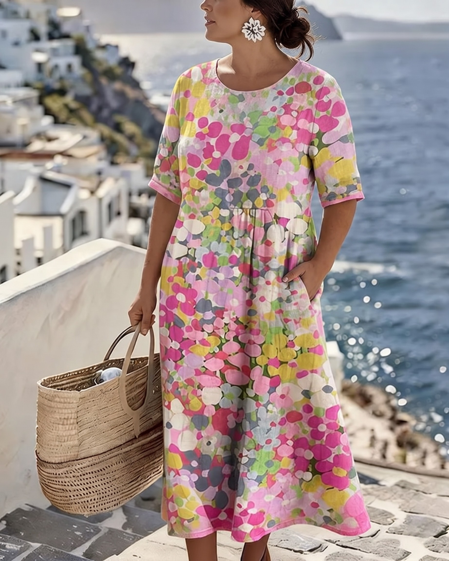 Vittoria | Elegante Midi Jurk met Bloemen voor de Zomer