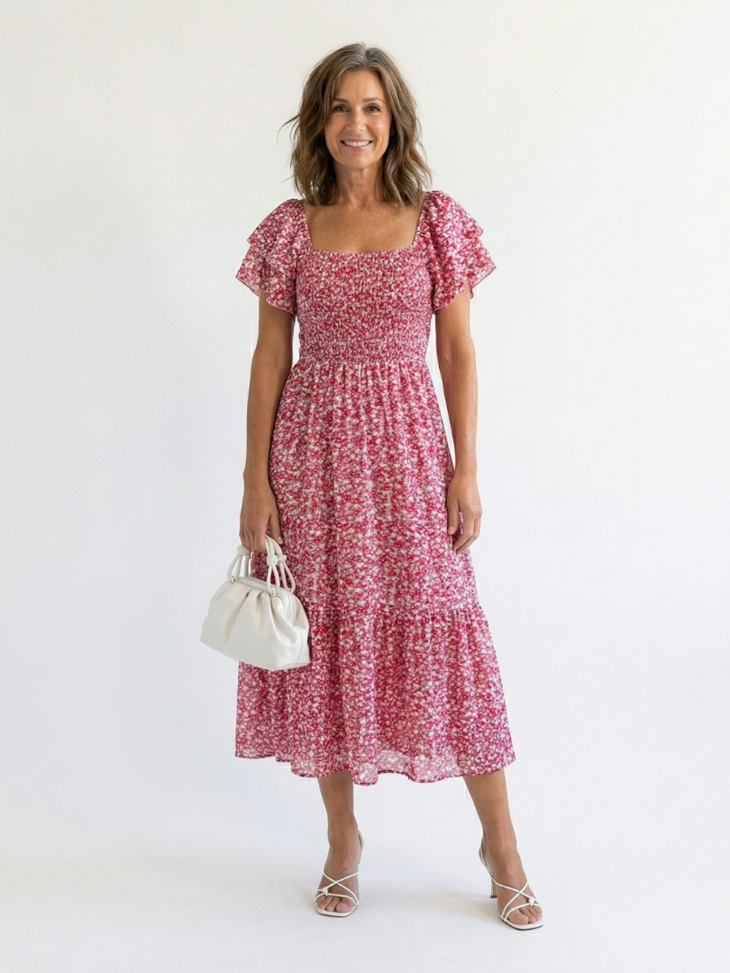Odette | Midi Robe met Off-Shoulder Schouders