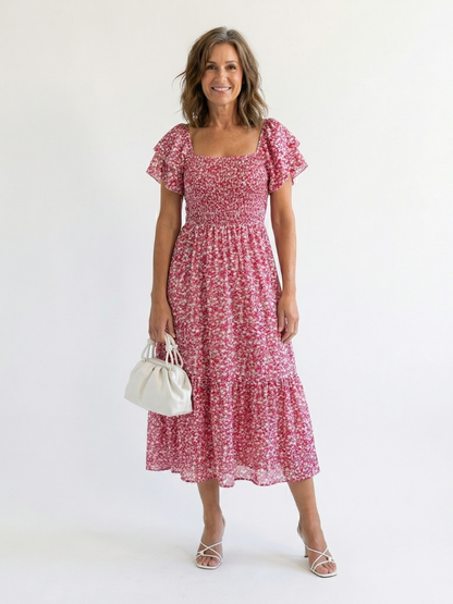 Odette | Midi Robe met Off-Shoulder Schouders