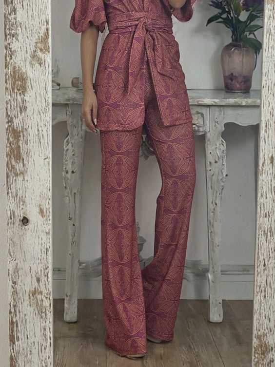 Casual Etnische Stijl Gedrukte Uitlopende Broek