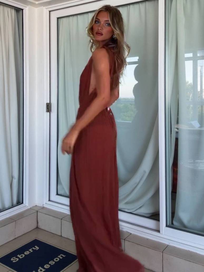 Vakantie Stijl V-hals Lace-up Jumpsuit