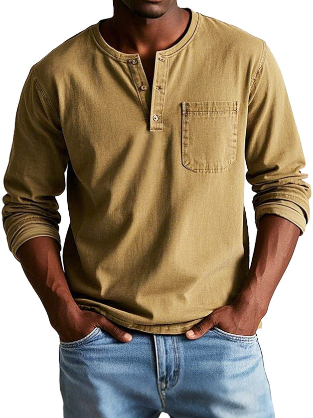 Ronald | Tijdloos shirt met lange mouwen en Henley-hals