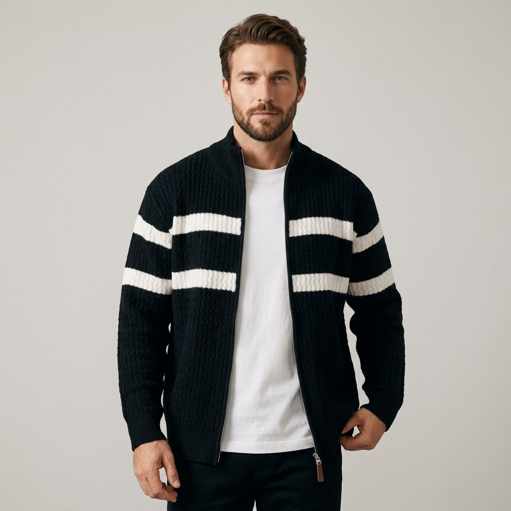 Loick - Gebreid vest met lange mouwen en ritssluiting