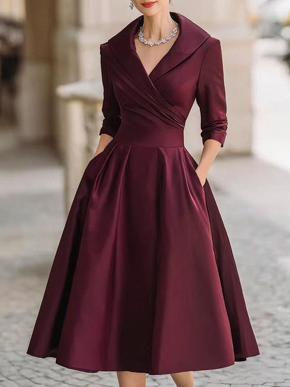 Lea™ - Elegante Midi-jurk met Subtiele Glans