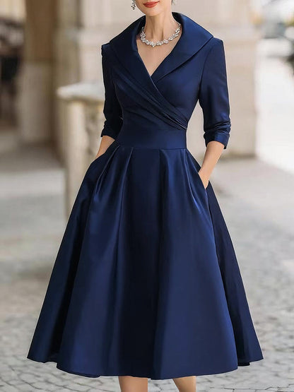 Lea™ - Elegante Midi-jurk met Subtiele Glans