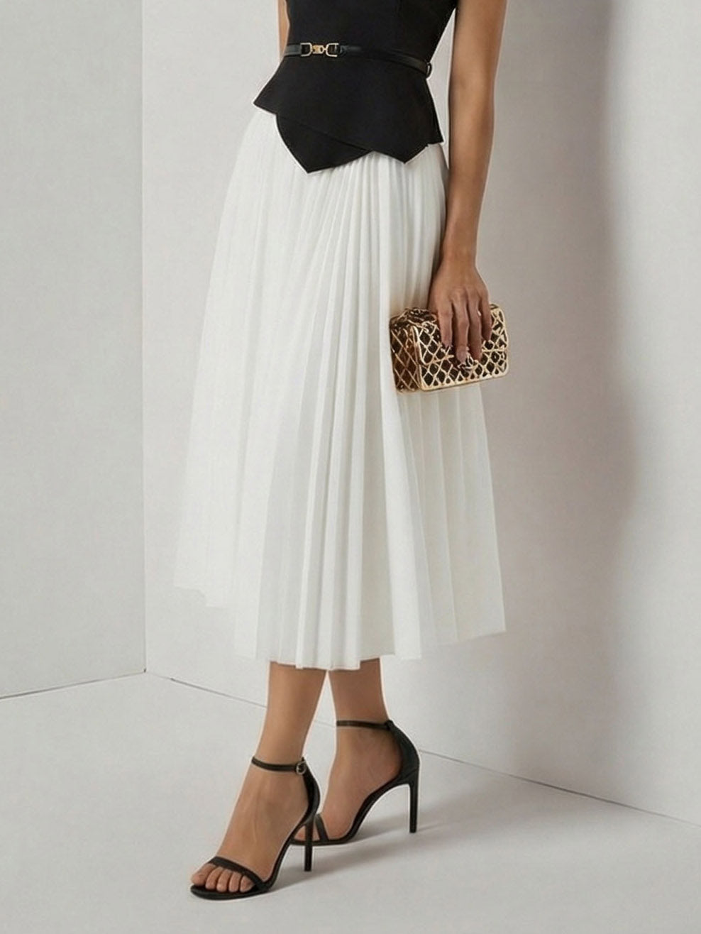 Elegante Asymmetrische Bootneck Top & Rok Twee-Delige Set