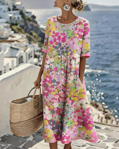 Vittoria | Elegante Midi Jurk met Bloemen voor de Zomer