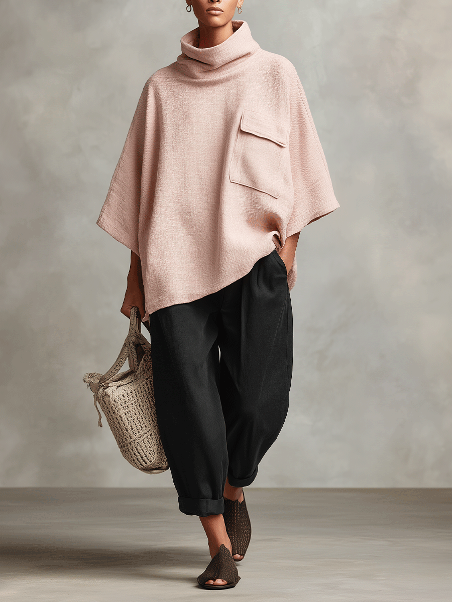 Dames Roze Bohemian Tie Pocket Rechte Pantalon Twee-delige Set MDA0414I7I
